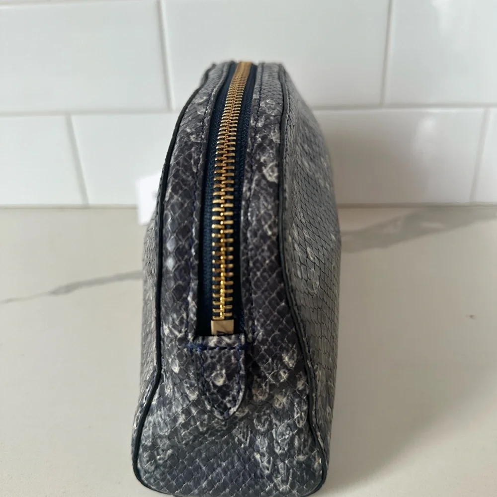 Brahmin Dany Black & White Snake-Print Cosmetic Case